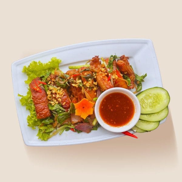 Stir-Fried-Roasted-Duck-with-Basil-Vịt-Quay-Xào-Húng-Quế